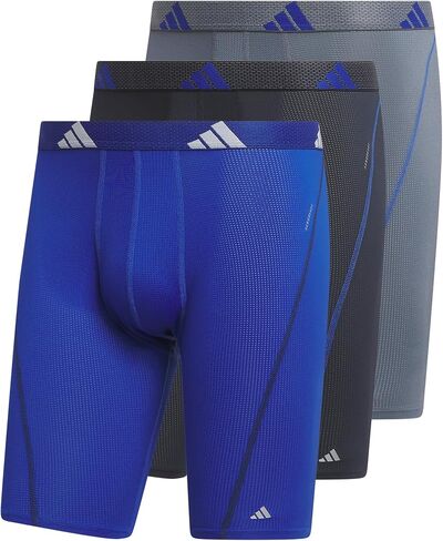 adidas Men's Performance Mesh Long Boxer Brief Underwear (3-Pack) for Active Sport and All Day Comfort, Soft Breathable Fabric, Black/Onix Grey/Black, XX-Large in Saudi Arabia
