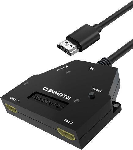 مقسم HDMI 1 في 2 مخرج (كابل HDMI 9 بوصة، مؤشرات LED)، نسخة مكررة/مرآة لعرض HDMI 4K30HZ، يدعم HDMI 1.4، HDCP، تشغيل فيديو ثلاثي الأبعاد، LPCM in Kuwait