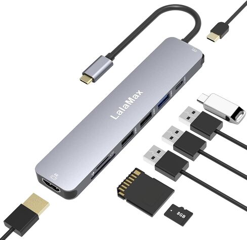 محور USB C (8 في 1)، USB C إلى HDMI4K60 SD/TF USB A PD، متوافق مع منفذ USB C، USB C و3 منافذ بيانات USB A، قارئ بطاقة SD/TF لأجهزة MacBook Pro بوصة، MacBook Air و أكثر in Kuwait
