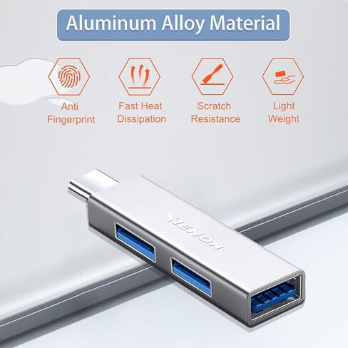 موزع USB C بثلاثة منافذ 3.0، VIENON من الألومنيوم USB C إلى USB A Hub 3.0، موسع USB مقسم USB لأجهزة MacBook Pro وMacBook Air والمزيد من أجهزة الكمبيوتر المحمول/الكمبيوتر اللوحي/الهاتف من النوع C in Kuwait