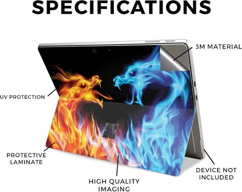 Tablet Skin Compatible with Microsoft Surface Pro 11 (2024) - Dueling Dragons - Premium 3M Vinyl Protective Wrap Decal Cover - Easy to Apply | Crafted in The USA by MightySkins in Saudi Arabia