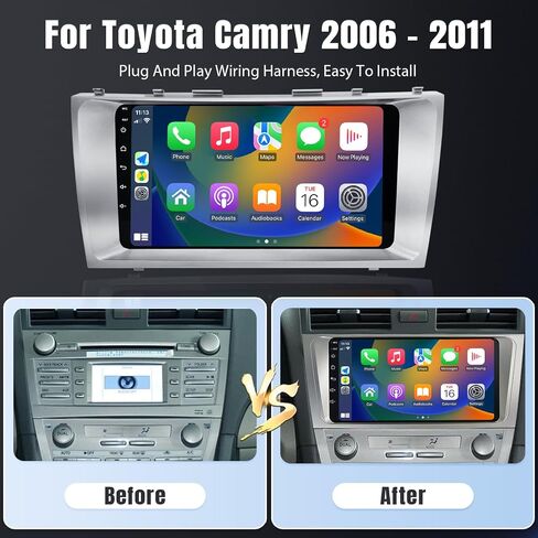 Naifay Android Car Stereo for Toyota Camry 2006 2007 2008 2009 2010 2011 Wireless Carplay & Android Auto، شاشة لمس 9 بوصة راديو سيارة بلوتوث في لوحة القيادة نظام تحديد المواقع العالمي واي فاي كاميرا MirrorLink FM SWC in Saudi Arabia