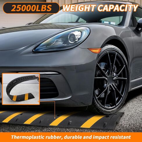Heavy Duty Speed Bumps for Driveway, 2 Pack 3.3Ft Rubber Speed Bumps, 2 Channel Modular Traffic Speed Bump Hump Cable Protector Ramps for Asphalt Concrete Gravel Driveway Road with 6 Bolt Spikes in Saudi Arabia