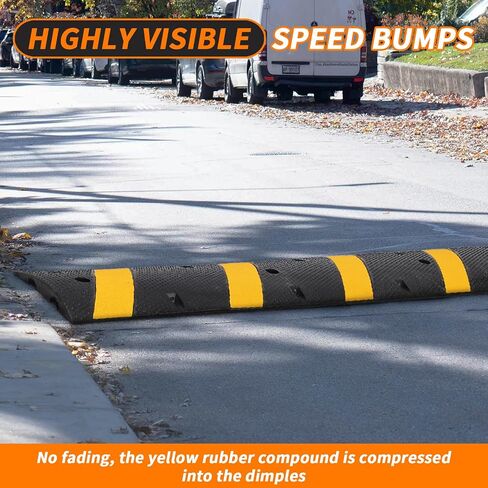 Heavy Duty Speed Bumps for Driveway, 2 Pack 3.3Ft Rubber Speed Bumps, 2 Channel Modular Traffic Speed Bump Hump Cable Protector Ramps for Asphalt Concrete Gravel Driveway Road with 6 Bolt Spikes in Saudi Arabia