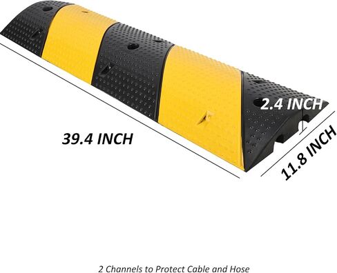 Heavy Duty Speed Bumps for Driveway, 2 Pack 3.3Ft Rubber Speed Bumps, 2 Channel Modular Traffic Speed Bump Hump Cable Protector Ramps for Asphalt Concrete Gravel Driveway Road with 6 Bolt Spikes in Saudi Arabia