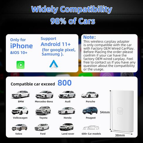 2 in1 Mini Wireless CarPlay Adapter 2024 - Android Car Play Wireless Adapter for Android 11+, Wireless Apple Carplay Adapter for iPhone 6+ /iOS10 +,Android Auto Wireless Adapter Car Play Dongle in Saudi Arabia