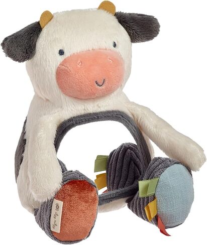 Itzy Ritzy Sensory Tummy Time Mirror - Features Crinkle & Jingle Sounds, Multiple Textures and Mirror for Self-Discovery, Cow in Saudi Arabia
