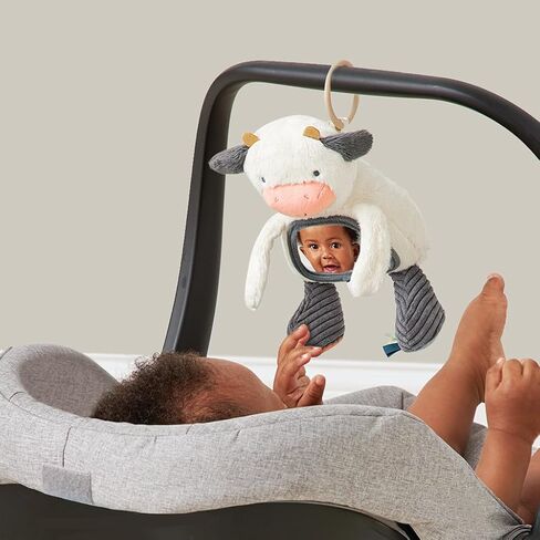 Itzy Ritzy Sensory Tummy Time Mirror - Features Crinkle & Jingle Sounds, Multiple Textures and Mirror for Self-Discovery, Cow in Saudi Arabia