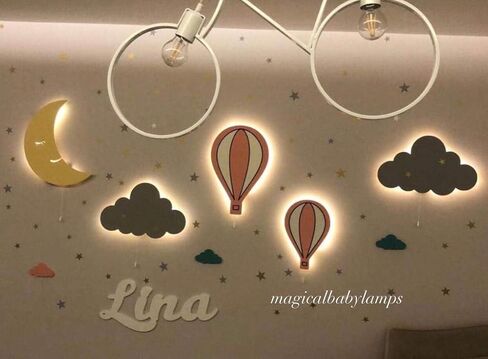 مصباح حضانة بوجي باجي للتحكم عن بعد لغرفة الأطفال والرضع، مصباح جداري سحابي متغير الألوان بـ 9 ألوان in Kuwait