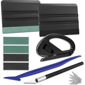 Squeegee for Vinyl, 2 Pcs Vinyl Squeegee with Extra 2 Felt Replacements, 4 Inch Vinyl Wrap Tools for Car Wrap, Craft Sign Making, DIY Crafting, Window, Black