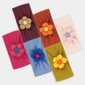 6 Pcs Handmade Flower Baby Headbands Super Stretchy Soft Knot Headbands Nylon Toddler Hairband Accessories for Newborn and Toddler Kids（2024 NEW）