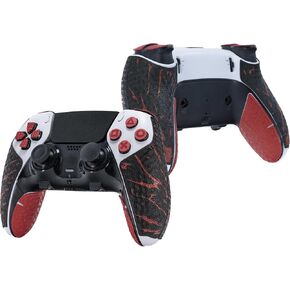 Controller Grips for PS5 DualSense Edge, Skin kit,Anti-Skid, Multi-Texture, Sweat Absorption, Pre-Cut Grips Tape, by SHADOW BOOLT (Black & Red)