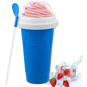 Slushie Maker Cup - DIY Magic Slushy Maker Squeeze Cup, Portable Smoothie Squeeze Cup for Juices, Milk and Ice Cream Make, Double Layer Squeeze Slushy Maker Cup, Birthday Gifts for Friends (Darkblue)