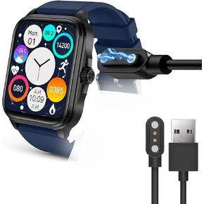 Compatible for EGQINR Smart Watches Charger, Magnetic USB Replacement Charging Cable Compatible with EGQINR T90, P103, T49, T42, P88 Smart Watch (2 Pack-Black+Black)