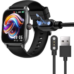 Compatible with LESHIDO Smart Watch Charger, Magnetic USB Charging Cable Replacement Charger Cable Compatible with LESHIDO CS08 1.85" Smart Watch / ANDFZ CS08 Smart Watch / CS08 Smart Watch (White)