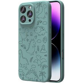 Magnetic Case Compatible with iPhone 16 Pro Max Case, Compatible with Magsafe, Camera Protection, Cute and Durable Liquid Silicone Phone Case for Women and Girls, Engraved Dinosaur Land Pattern