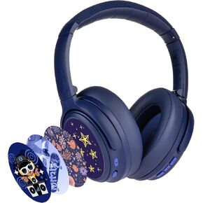 BuddyPhones Cosmos Fun, Foldable ANC Bluetooth Headphones with Microphone, SafeAudio Volume-Limiting Options 75/85/94dB, Works Wired or Wireless, for Toddlers to Young Adults by Onanoff (Pink)