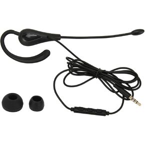 Single Earbud, One Ear Ear-Hook Headphone Sport Earphone with Hook Mono Headphone with Mic Wired Headset for Office In-Ear Headphones for Safe Driving Biking Running Gaming and Working, 3.5mm, Black