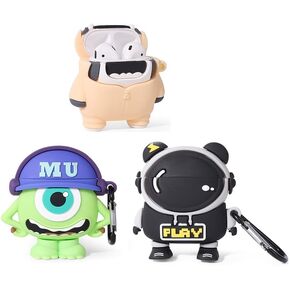 (3Pack) Case for Airpods 1 and Airpods 2, Suublg Silicone Airpods Case Protective Cover with Cute Funny Skin Design, with Keychain