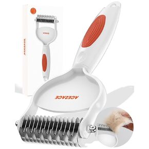 Dog Brush for Shedding, ACE2ACE Shedding and Dematting Undercoat Rake for Dogs Cats, 7+15 Double Sided Pet Deshedding Tool, Dog Brushes for Grooming, Cat Dematting Comb, Reduce Mats, Knots, Tangles