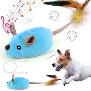 Mity rain Cat Toys for Indoor Cats, Remote Control Cat Mouse Toy with Feather Tails and Silicone Cover, Interactive Cat Toy for Cats Exercise Catching and Chasing
