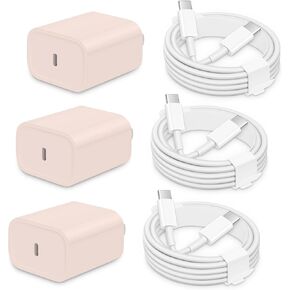 3 Pack for i Phone 15 Charger Fast Charging, 20W 6FT USB C i Phone 15 Charger Cable compatible with Phone 15/15 Plus/15 Pro/15 Pro Max,Pad Pro 12.9"/11",iPad Air 5th/4th 10.9"-Pink