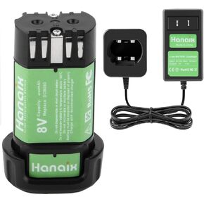 2000mAh 8V Li-ion Battery Replacement for DEWALT DCB080 DW4390 DCF680 DCF680N1 DCF680N2 Power Tool(Battery and Chargers Included)