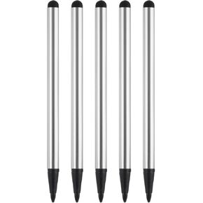MECCANIXITY 5pcs 2 in 1 Phone Touch Screen Pen Resistive Stylus Pen Aluminum Alloy with Resistance Capacitive Tips Universal, Black