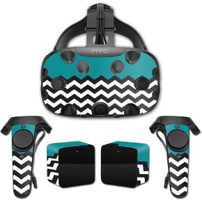 MightySkins Skin Compatible with HTC Vive Full Coverage - Teal Chevron | Protective, Durable, and Unique Vinyl Decal wrap Cover | Easy to Apply, Remove, and Change Styles | Made in The USA