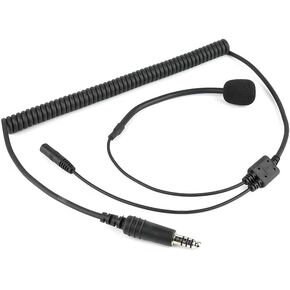 Helmet Radio Kit Headset for Racing Radios, Dynamic Mic Flexible Boom with Coil Cord Cable and 3.5mm Ear Bud Jack