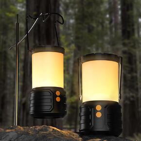 LED Rechargeable Camping Lantern, 4000 mAh Capacity, IPX4 Water Resistant Tent Light, 3 Lighting Modes, Lanterns for Power Outages, Emergency, Hurricane