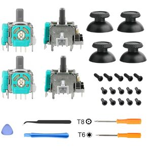 4PCS Analog Thumbstick Joystick Replacement for Xbox One/Series S/X, Stick Drift Repair Kit with Screws, T6 T8 Screwdrivers for Xbox Controller Rebuild, Accessories Parts