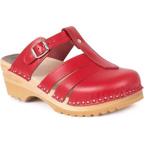 Mary Jane Bastad Slip On Closed Toe Sandals Leather Womens Non Slip Swedish Wooden Clogs