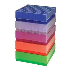 Argos R3115 Green Polypropylene 81 Place Microcentrifuge Tube Freezer Storage Box with Clear Lid for 0.5/1.5/2.0mL Microcentrifuge Tubes (Pack of 5)