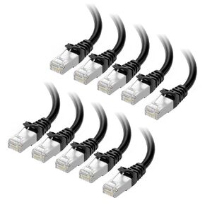 Cable Matters 10Gbps 10-Pack Snagless Short Shielded Cat6A Ethernet Cable 7 ft (SSTP, SFTP Shielded Ethernet Cable, Shielded Cat6 Cable, Cat 6 Shielded Network Cable) in Black