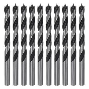 HARFINGTON 10pcs Brad Point Drill Bits 10mm (13/32") Dia Straight Round Shank Metric Brad Point Spiral Twist Drill Bits for Softwood Hardwood Plywood Plastic Rubber, Silver Tone