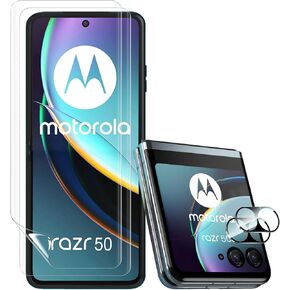 For Motorola Razr 2024 / motorola razr 50 Screen Protector (TPU) With Tempered Glass Screen Protector + HD Camera Lens Protector motorola razr 2024 Case Friendly, No Bubble [2 Sets 4 Pack]