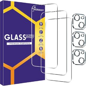 avakot-3 Pack Screen Protector for iPhone 13 Pro Max 6.7 inch with 3 Pack Camera Lens Protector, 9H Hardness Tempered Glass Film for iPhone 13 Pro Max, Case Friendly, Bubble Free