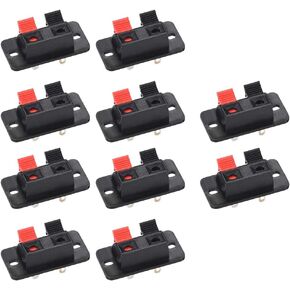 uxcell 2 Way Spring Speaker Terminal Clip Push Release Connector Cable Terminals Strip Block WP2-204 10Pcs