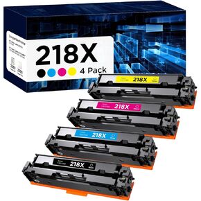218X High Yield Toner Cartridge (No Chip) Replacement for HP 218X W2180X 218A W2180A Works with HP Color Laserjet Pro 3201DW MFP 3301FDW 3301SDW Printer (4 Pack, Black, Cyan, Yellow, Magenta)