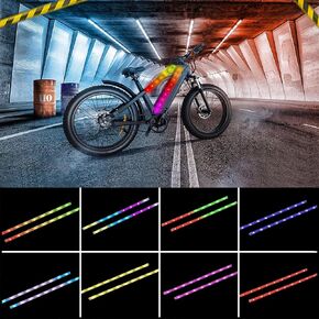 شريط ضوء إطار الدراجة LED، يمكن قصه، أضواء الدراجة للركوب الليلي، مصباح ملون RGB آمن مقاوم للماء لإكسسوارات إضاءة الدراجة الخارجية (2 * 1.64 قدم)