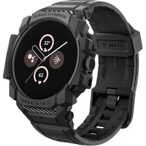 Spigen Rugged Armor Pro Designed for Google Pixel Watch 3 45mm Case with Band Protective Google Pixel Watch Band (2024) - Matte Black