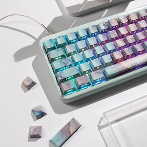 131 Keys PBT Dye Sub Cherry Profile Marble Style Shine Through Keycaps Set Fit for 61/64/87/104/108 Cherry Mx Switches Mechanical Keyboard