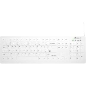 Clean Keyboard for The Medical Industry Full Size Sealed AK-C8112F-FUS-W/US Detachable for Hospital, Dentist, Cleanroom, Laboratory and Industrial. Fast to Clean Flat and Flexible Silicone
