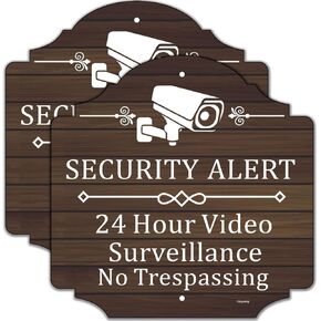 2 Pack Security Alert 24 Hour Video Surveillance Signs No Trespassing Signs 12 x 12 Inches CCTV Camera Warning Safety Signs Metal Reflective Sturdy Rust Aluminum Waterproof Easy to Install