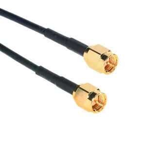 Amphenol CO-174SMAX200-007 Black RG174 SMA Coaxial Cable, 50 Ohm, SMA Male to SMA Male, 7'