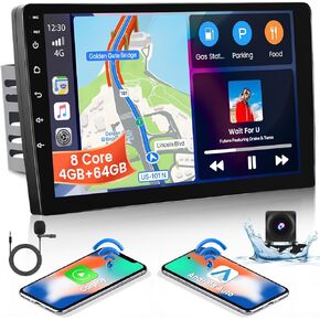 8 Core 4+64GB 9 Inch Wireless CarPlay Android 13 Double Din Car Stereo with Backup Camera, Inefala Touchscreen Car Radio with Wireless Android Auto GPS WiFi BT USB 32EQ DSP 59 UI