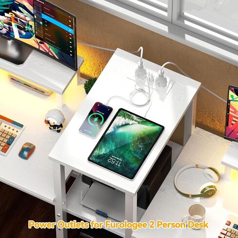 Furologee Recessed Flat Plug Power Outlet with 2 USB Ports,Flush Mount Furniture Desktop,Under Table,Hidden Charging Station for Computer Desk,Nightstand,Side Table,6ft Cord,White in Saudi Arabia