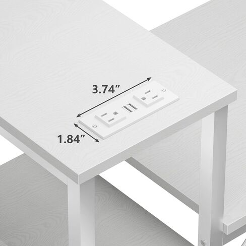 Furologee Recessed Flat Plug Power Outlet with 2 USB Ports,Flush Mount Furniture Desktop,Under Table,Hidden Charging Station for Computer Desk,Nightstand,Side Table,6ft Cord,White in Saudi Arabia