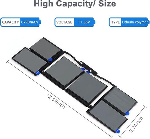 A2141 A2113 استبدال بطارية الكمبيوتر المحمول متوافق مع MacBook Pro 16 بوصة A2141 2020 2019 year، EMC 3347، BTO/CTO MVVL2LL/A MVVM2LL/A MVVJ2LL/A MVVK2LL/A 11.36 فولت 99.8 وات 8790 مللي أمبير في الساعة in Kuwait